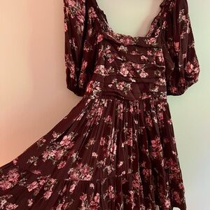 ARULA Red and White Tiered Sundress with Square Neck